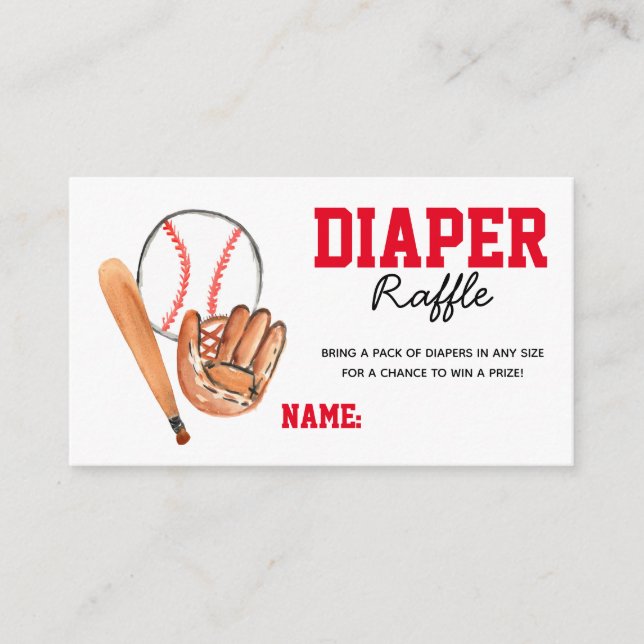 Diaper raffle baseball sport baby shower card (Front)