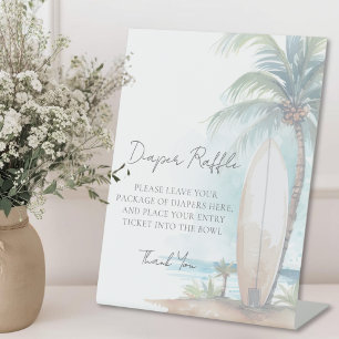 Diaper Raffle Beach Baby Shower Pedestal Sign