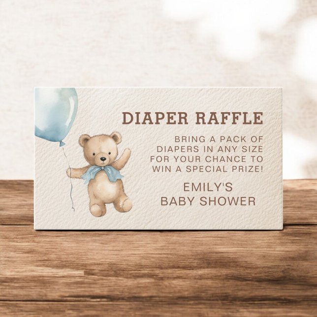 Diaper Raffle Bearly Wait Teddy Bear Baby Shower Enclosure Card (Creator Uploaded)