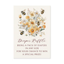 Diaper Raffle Bee Wildflower Floral Baby Shower Enclosure Card