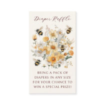 Diaper Raffle Bee Wildflower Floral Baby Shower Enclosure Card