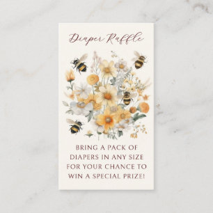 Diaper Raffle Bee Wildflower Floral Baby Shower Enclosure Card