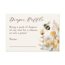 Diaper Raffle Bee Wildflower Floral Baby Shower Enclosure Card