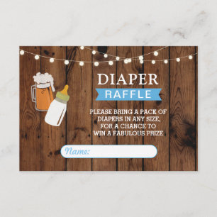 Diaper Raffle Beer Baby Shower Boy Brewing Blue Enclosure Card