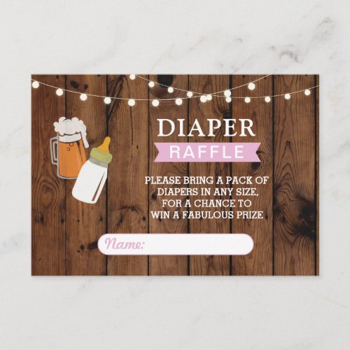 Diaper Raffle Beer Baby Shower Girl Brewing Pink Enclosure Card