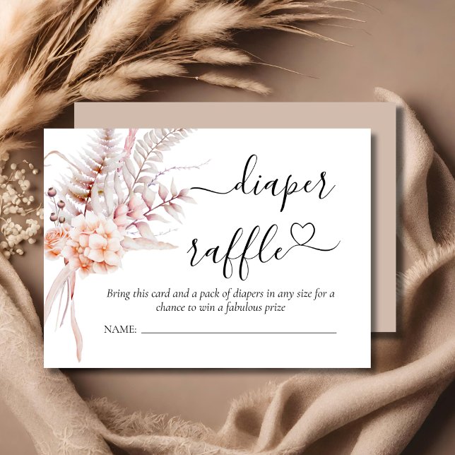Diaper Raffle | Beige Spring Floral Baby Shower Enclosure Card (Creator Uploaded)