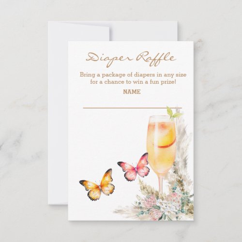 Diaper Raffle Bellini Butterfly Baby shower Invitation