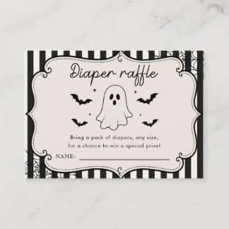Diaper Raffle Black Gingham Ghost Halloween Place Card