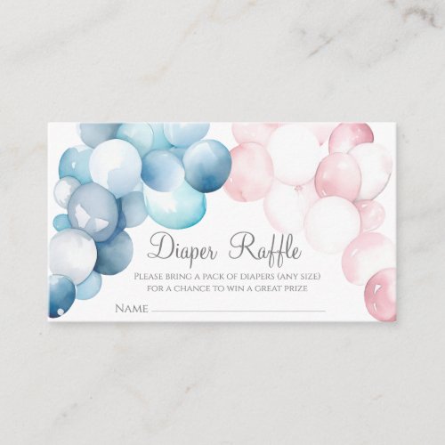 Diaper Raffle Blue and Pink arc Gender Reveal Enclosure Card