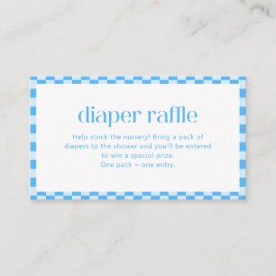 Diaper Raffle Blue Checkered Retro Baby Boy Shower Enclosure Card