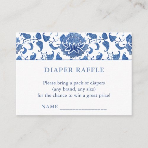 Diaper Raffle Blue Chinoiserie Baby Shower Enclosure Card