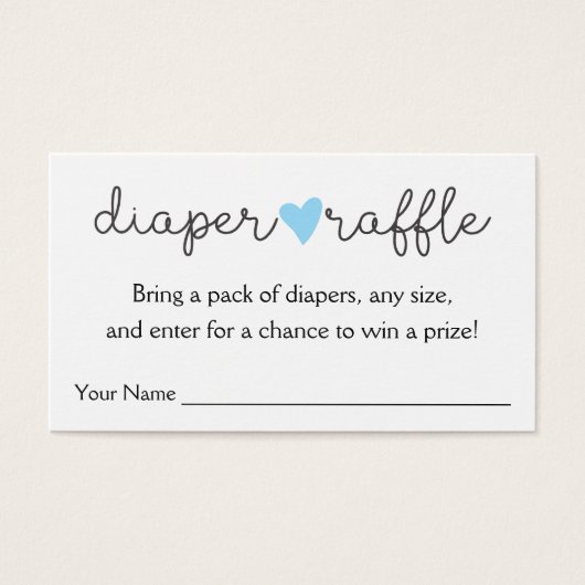 Diaper Raffle Blue Heart Boy Baby Shower (Front)