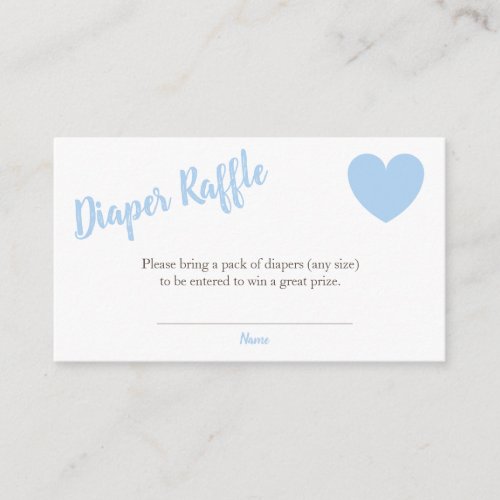 Diaper Raffle Blue Heart Boy Baby Shower  Enclosure Card