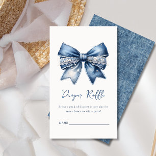 Diaper Raffle Blue Jean Denim Bow Baby Shower  Enclosure Card