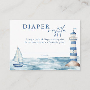 Diaper Raffle Blue Nautical Baby Shower Enclosure Card