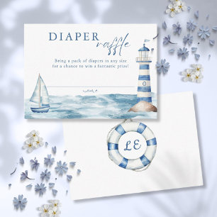 Diaper Raffle Blue Nautical Baby Shower Enclosure Card
