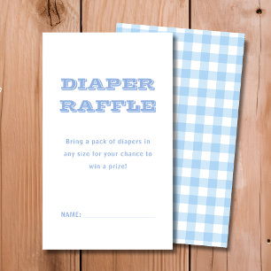 Diaper Raffle Blue Plaid Baby Shower Enclosure Card