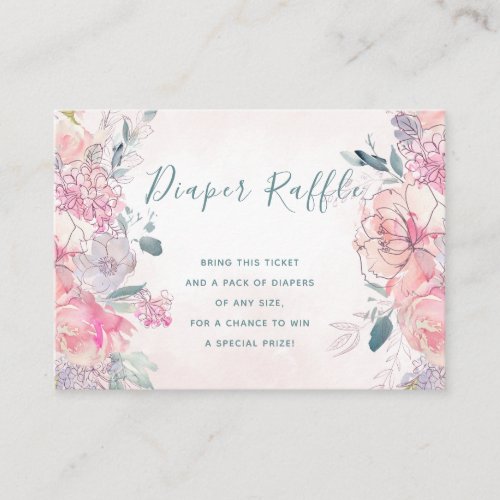 Diaper raffle blush roses baby shower insert card