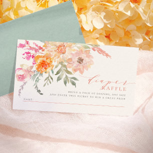 Diaper Raffle   Blush & Teal Spring Baby Shower Enclosure Card