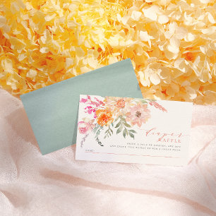 Diaper Raffle Blush & Teal Spring Baby Shower Enclosure Card