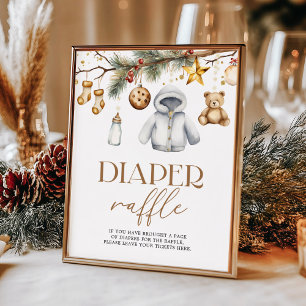 Diaper Raffle Boho Christmas Holiday Baby Shower Poster