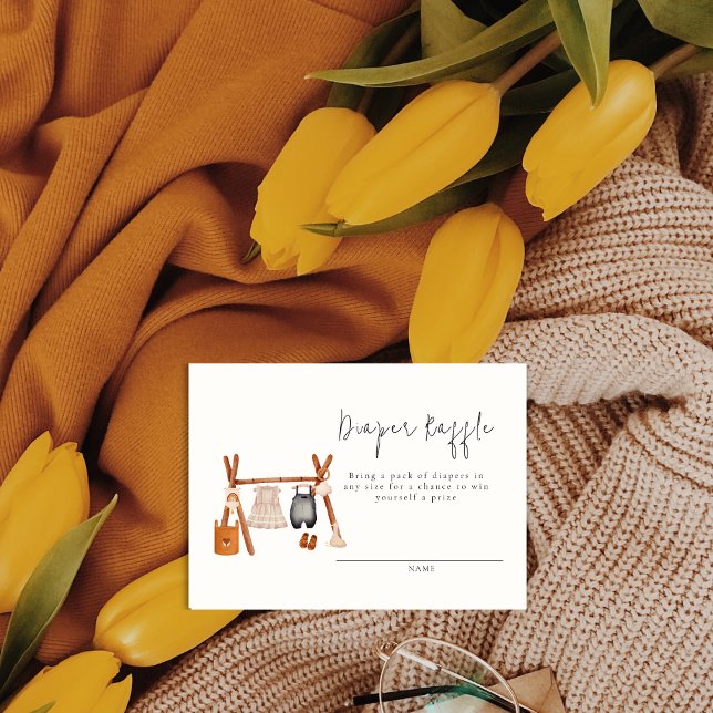 Diaper Raffle | Boho Clothes Baby Shower  Enclosure Card (Diaper Raffle | Boho Clothes Baby Shower Enclosure Card)