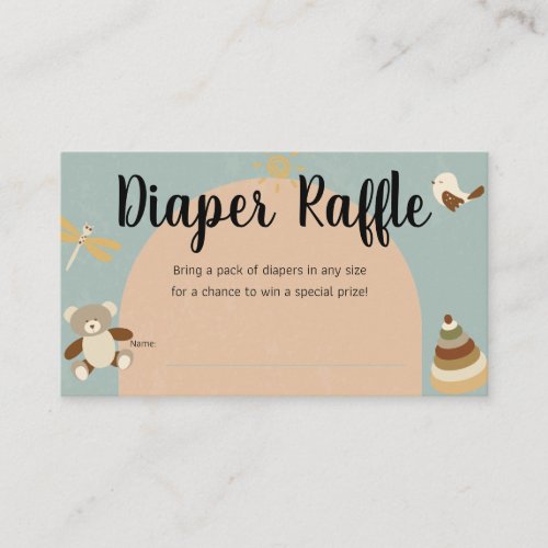 Diaper Raffle Boho sage arch Baby shower Enclosure Card
