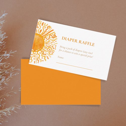Diaper Raffle Boho Watercolor You Are My Sunshine Enclosure Card