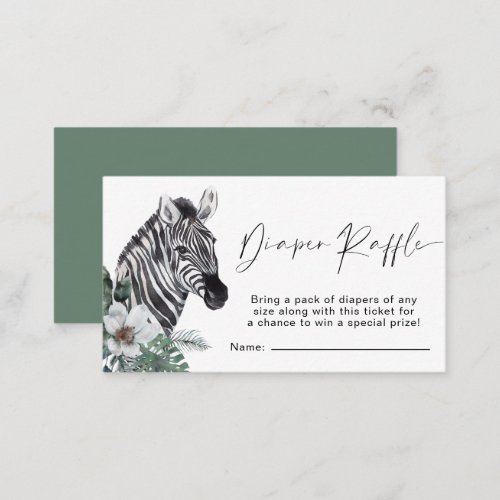 Diaper Raffle Boho Zebra Watercolor Baby Shower Enclosure Card