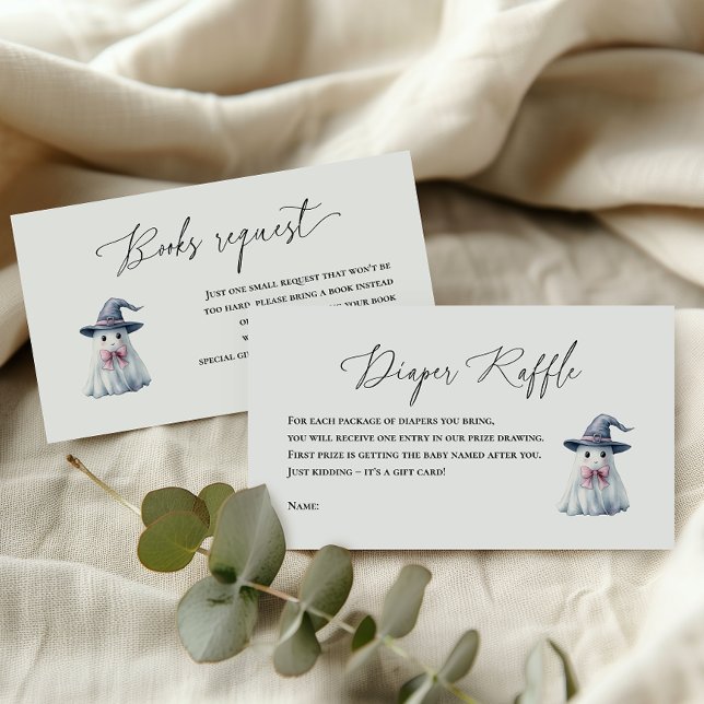 DIAPER RAFFLE BOOK REQUEST HALLOWEEN GHOST HAT ENCLOSURE CARD (Creator Uploaded)
