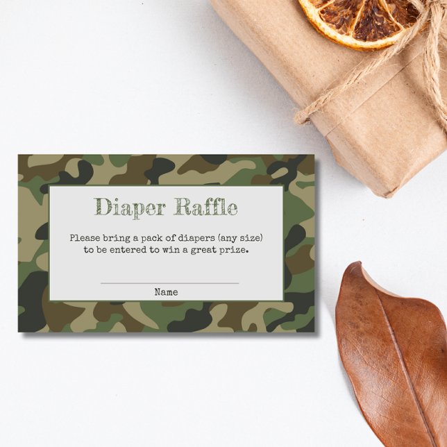  Diaper Raffle Boy Baby Shower Camo Enclosure Card (Creator Uploaded)