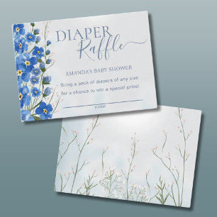 Diaper Raffle Boy Blue Floral Shower  Enclosure Card