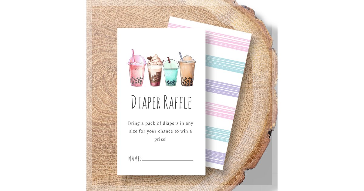 Diaper Raffle | Bubble Tea Boba Baby Shower Enclosure Card | Zazzle