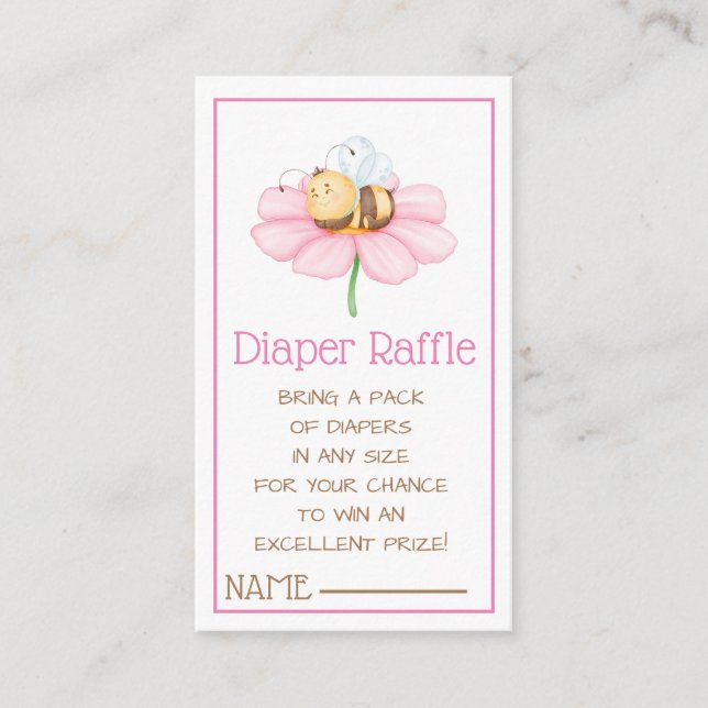 Diaper Raffle Bumble Bee and Flower Enclosure Card (Front)