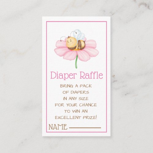 Diaper Raffle Bumble Bee and Flower Enclosure Card