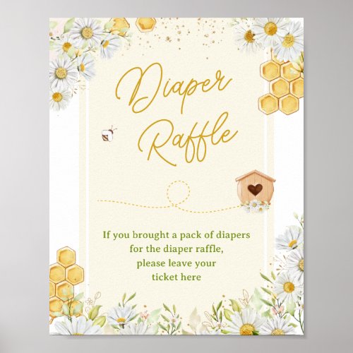 Diaper Raffle Bumblebee Honey Baby Shower Sprinkle Poster