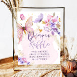 Diaper Raffle Butterfly Floral Garden Baby Shower Poster at Zazzle