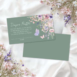 Diaper Raffle Butterfly Wildflower Baby Shower Enclosure Card