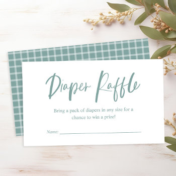 Diaper Raffle Calligraphy Neutral Baby Shower Enclosure Card by JAmberDesign at Zazzle