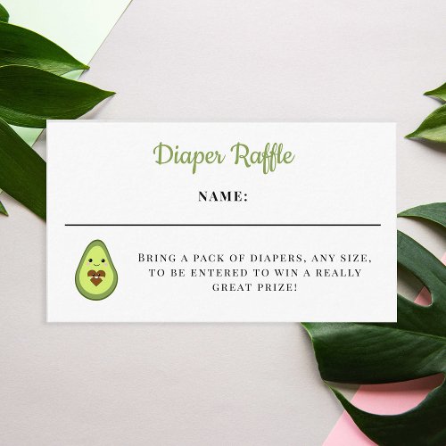 Diaper Raffle Card Kawaii Avocado Baby Shower Cute