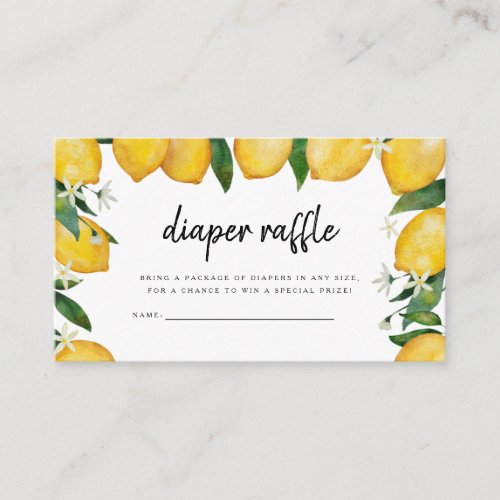Diaper Raffle Card Lemon Themed Baby Shower Enclosure Card