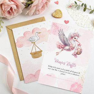Diaper Raffle Card – Pink Stork Baby Girl Shower