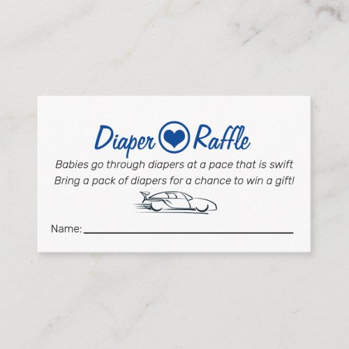 Diaper Raffle Card Race Car Themed