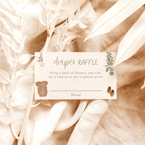 Diaper Raffle Card Sage Green Neutral Baby Shower Enclosure Card