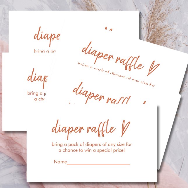 Diaper Raffle Cards Modern Boho Heart Terracotta (Creator Uploaded)
