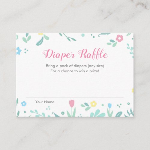 Diaper Raffle Cards  Pink Floral Baby Shower