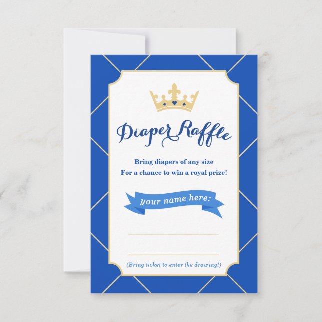 Diaper Raffle Cards | Prince Themed Baby Shower (Front)