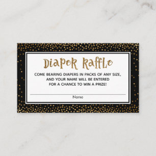 Diaper Raffle Cards with Gold Glitter Accents