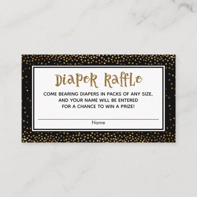 Diaper Raffle Cards with Gold Glitter Accents (Front)