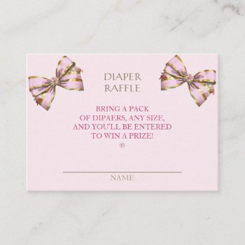 Diaper Raffle Carriage Bows Pink Gingham Enclosure Card by nawnibelles at Zazzle